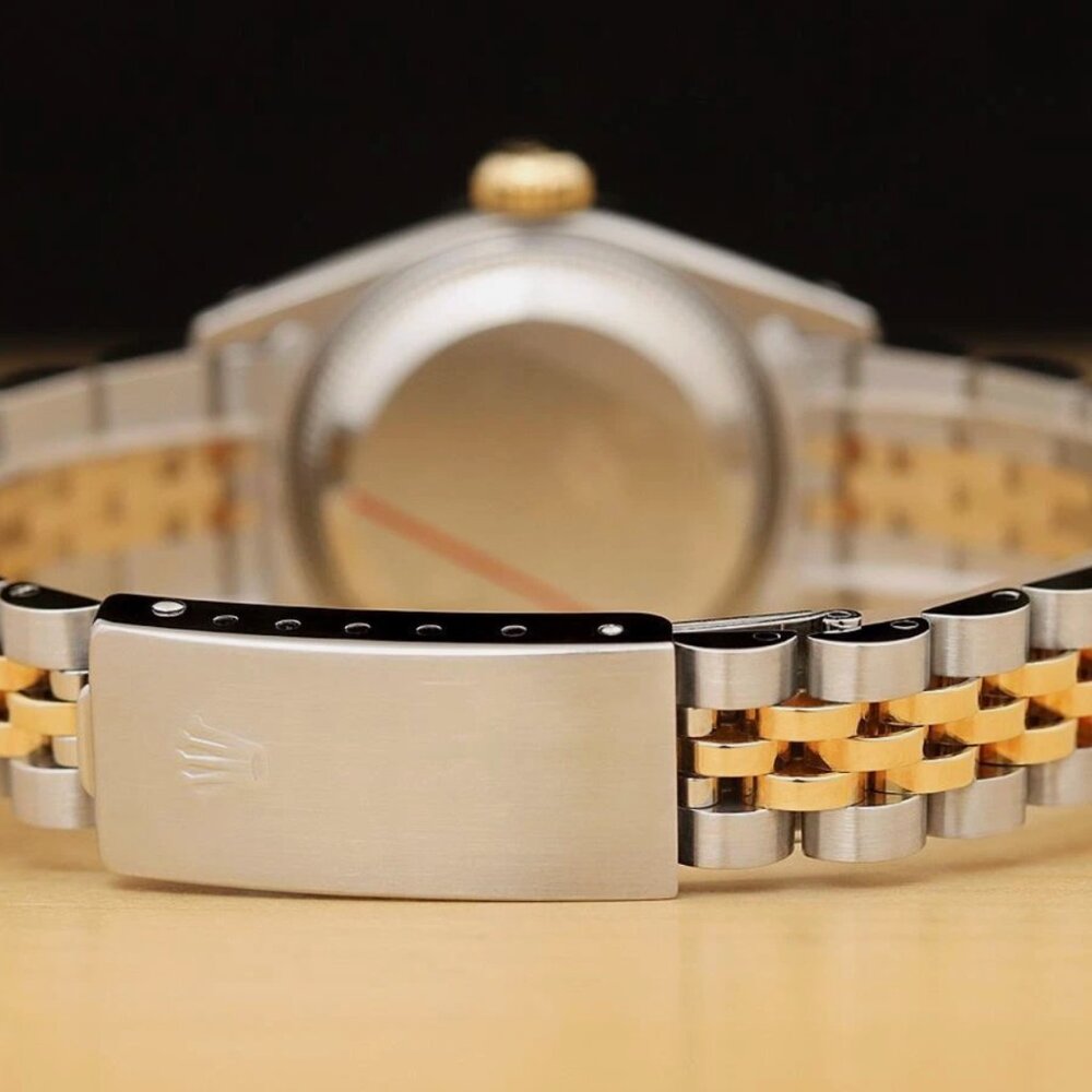 ROLEX 18K DATEJUST BLUE VIGNETTE FACTORY DIAMOND WATCH WITH BOX - Picture 5 of 8